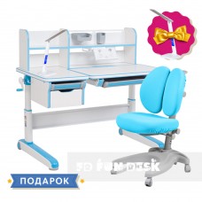 Комплект для мальчика стол-трансформер Libro Blue+эргономичное кресло FunDesk Solerte Blue
