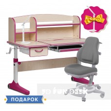 Растущий комплект для девочки парта Cubby Ammi Pink + детское эргономичное кресло FunDesk Bravo Grey