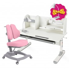 Комплект парта для школьников Cubby Iris Grey + эргономичное кресло FunDesk Diverso Pink