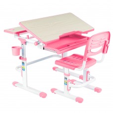 Растущая парта + стульчик для школьника Fundesk Lavoro Pink