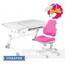 Комплект растущая парта FunDesk Amare Grey с выдвижным  ящиком + ортопедическое кресло FunDesk Bravo