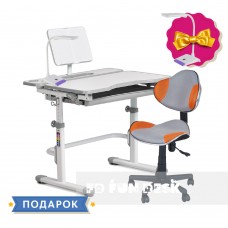 Комплект для школьника растущая парта Cubby Fressia Grey + детский стул FunDesk LST3 Orange-Grey