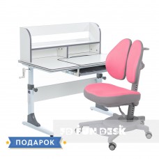 Комплект растущая парта для школьников Cubby Nerine Grey+эргономичное кресло FunDesk Pittore Pink