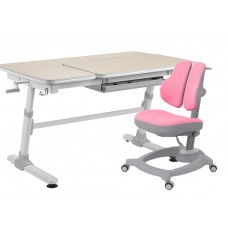 Комплект  стол-трансформер FunDesk Invito Grey + эргономичное кресло FunDesk Diverso Pink