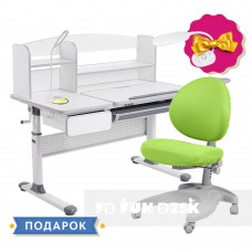 Комплект для школьников парта Cubby Rimu Grey + эргономичное кресло FunDesk Cielo Green