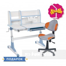Комплект для школьников Fundesk парта Magico Blue + детское кресло FunDesk LST3 Orange-Grey