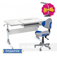 Растущая парта для школьников Cubby Grato Grey+детский стул для школьника FunDesk LST3 Blue-Grey