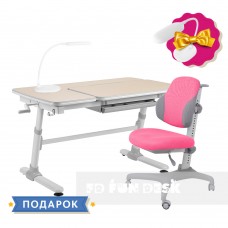 Комплект для девочки стол-трансформер FunDesk Invito Grey + эргономичное кресло FunDesk Inizio Pink