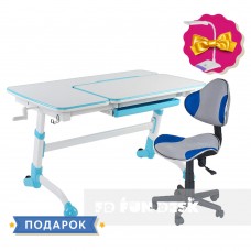 Комплект для школьника парта-трансформер  FunDesk Amare Blue + детский стул  FunDesk LST3 Blue-Grey