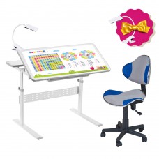 Комплект парта FunDesk Colore Grey + детское компьютерное кресло FunDesk LST3 Blue-Grey