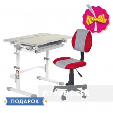 Комплект растущая парта для дома FunDesk Lavoro L Grey+детское кресло FunDesk LST4 Red-Grey