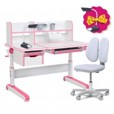 Комплект для девочки стол-трансформер Libro Pink + вращающееся кресло Fundesk Mente Grey