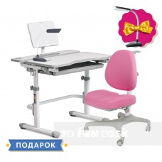 Комплект для девочки растущая парта Cubby Fressia Grey + подростковое кресло для дома FunDesk Bello I Pink