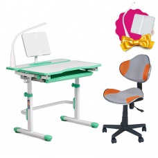 Комплект для школьника растущая парта Cubby Fressia Green + детский стул FunDesk LST3 Orange-Grey