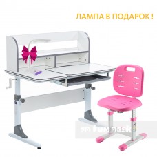 Комплект растущая парта для школьников Cubby Nerine Grey + детский стул FunDesk SST2 Pink