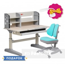 Комплект для подростка парта-трансформер Fundesk Amico Grey + эргономичное кресло FunDesk Diverso Mint