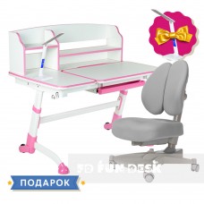 Подростковая парта для школы FunDesk Amare II Pink + ортопедическое кресло FunDesk Contento Grey