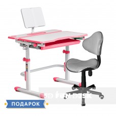 Комплект для девочки растущая парта Cubby Fressia Pink + компьютерное кресло FunDesk LST3 Grey