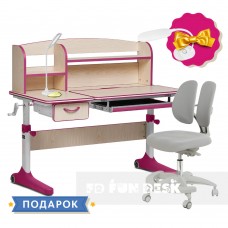 Растущий комплект для девочки парта Cubby Ammi Pink + кресло для дома FunDesk Primo Grey