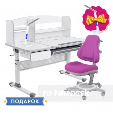 Комплект парта для школьников Cubby Rimu Grey + детское универсальное кресло FunDesk Bravo Purple