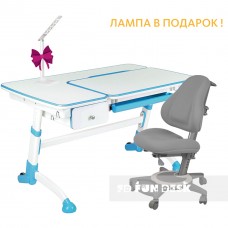 Комплект детская парта для школьника FunDesk Amare Blue с выдвижным ящиком+универсальное кресло FunDesk Bravo (74920)