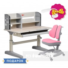 Комплект для девочки парта-трансформер Fundesk Amico Grey + эргономичное кресло FunDesk Diverso Pink