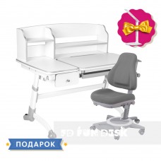 Универсальный комплект парта  FunDesk Amare Grey II + oртопедическое кресло FunDesk Bravo Grey