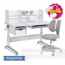 Детский комплект стол-трансформер FunDesk Libro Grey + ортопедическое кресло FunDesk Primo Grey