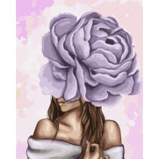 Картина по номерам Brushme Дама с фиолетовым пионом GX37546