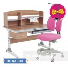 Комплект парта для принцессы Cubby Tulipa Grey+подростковое кресло FunDesk Primo Pink