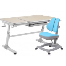 Комплект  стол-трансформер FunDesk Invito Grey + эргономичное кресло FunDesk Diverso Blue