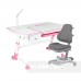 Комплект подростковая парта Amare Pink с выдвижным ящиком + универсальное кресло FunDesk Bravo Grey