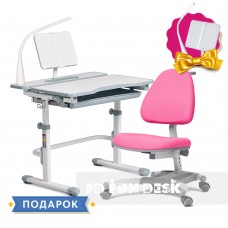 Комплект для девочки растущая парта Cubby Fressia Grey + кресло для дома FunDesk Ottimo Pink