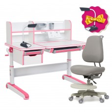 Комплект для девочки стол-трансформер Libro Pink + ортопедическое кресло Cubby Paeonia Grey