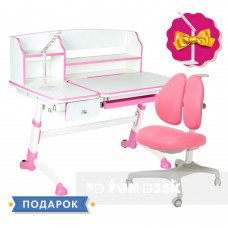 Комплект для девочки  парта amare ii pink с выдвижным ящиком + подростковое кресло fundesk bello ii pink