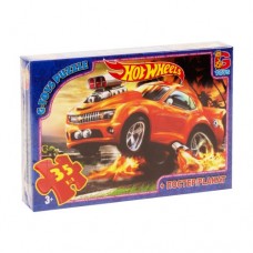 Пазл G-toys Hot Wheels 35 элементов + плакат