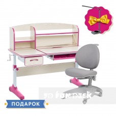 Растущий комплект для девочки парта Cubby Ammi Pink + детское эргономичное кресло FunDesk Cielo Grey