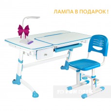Комплект детская парта для школьника FunDesk Amare Blue с выдвижным ящиком+детский стул FunDesk SST3 Blue (74925)