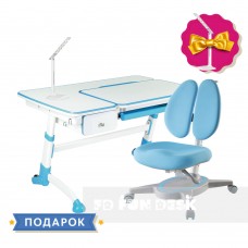 Комплект парта для школьника FunDesk Amare Blue с выдвижным ящиком + универсальное кресло FunDesk Primavera II