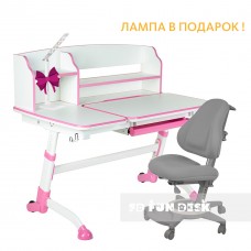 Комплект растущая детская парта FunDesk Amare II Pink+универсальное кресло FunDesk Bravo Grey