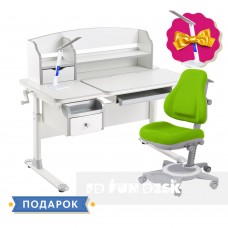 Комплект стол-трансформер  Sognare Grey + ортопедическое кресло Bravo Green FunDesk