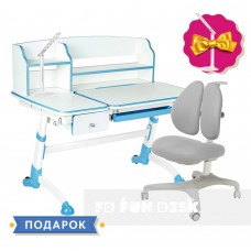 Комплект для школьника парта FunDesk Amare II Blue + кресло для дома FunDesk Bello II Grey