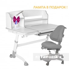 Комплект стол-парта трансформер для дома FunDesk Amare II Grey+детское универсальное кресло FunDesk Bravo Grey (74936)